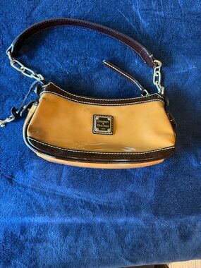 Dooney & Bourke Patent Mini Shoulder Bag in Tan and Brown